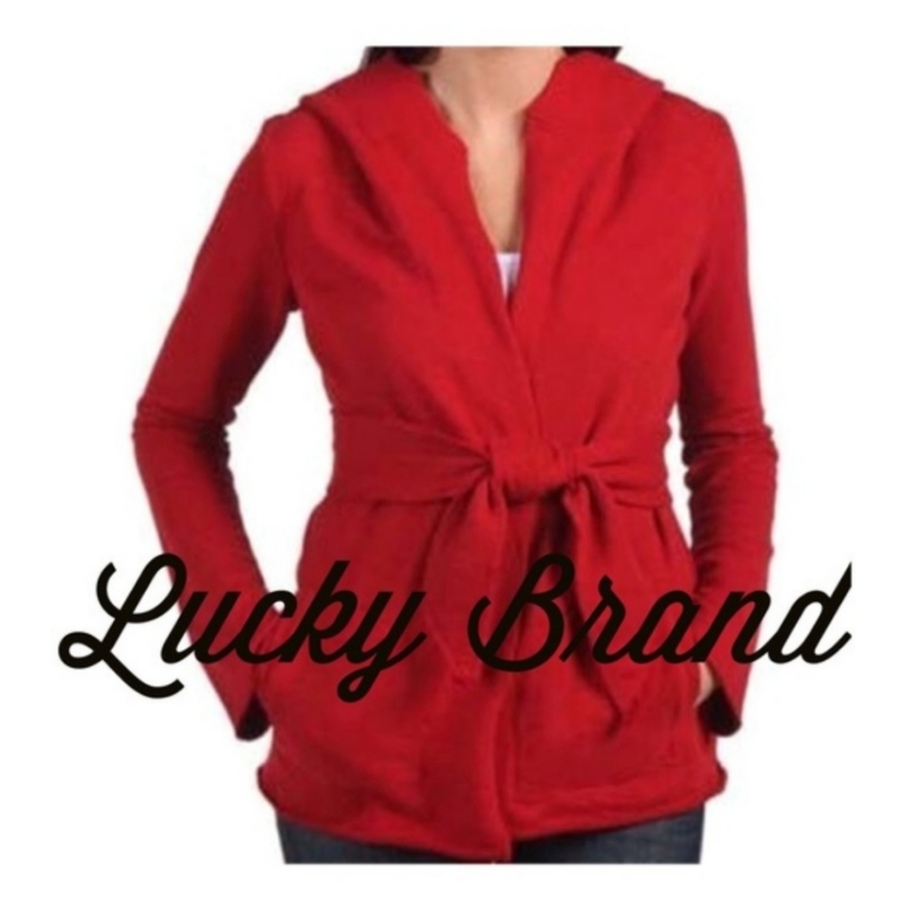 Lucky Brand Red Wrap Belted Hooded